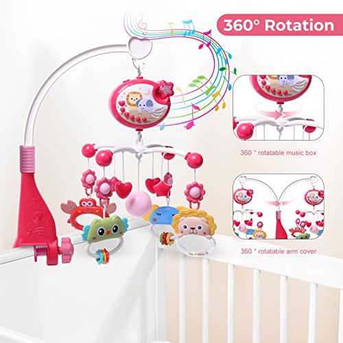 YUNGCHI Baby Mobile with Music Lights and Toys - Red