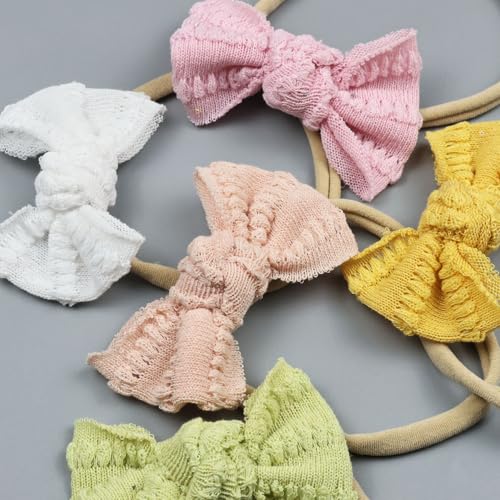 Esumun Baby Girl Knitting Hair Bow Headband 12Pcs