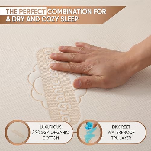 Deluxe Organic Waterproof Crib Mattress Pad for Baby and Toddler Beds