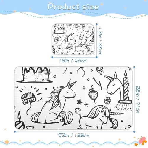 Cooling Baby Mattress Pad 28x52 Unicorns Design