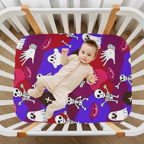 Qilmy Halloween Ghosts Crib Sheet Soft and Breathable for Baby