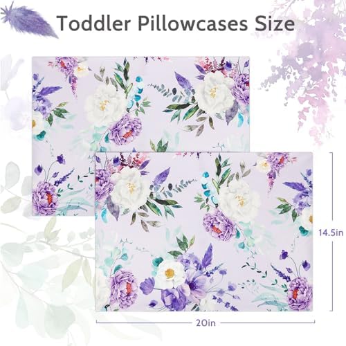 CARUILI Toddler Pillowcase 2 Pack Purple Floral