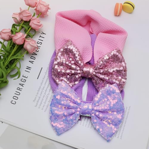 HELYKAKA 7 Sequin Bow Hairband for Baby Girls