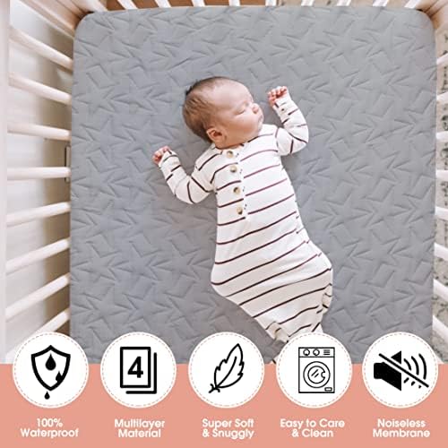 ACRABROS Waterproof Crib Mattress Protector Pad 2-Pack