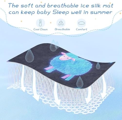 Cute Blue Neon Sheep Mattress Pad for Baby 28x52 Inches
