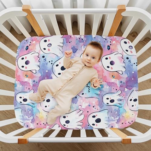 Qilmy Cute Little Ghosts Crib Sheet for Girls and Boys