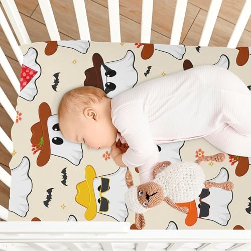 Qilmy Halloween Ghosts Fitted Crib Sheet Soft Breathable