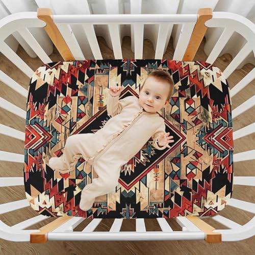 Wajiw Tribal Pattern Fitted Crib Sheet for Standard Mattress
