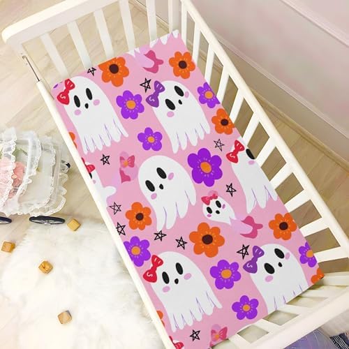 Qilmy Halloween Ghosts Fitted Crib Sheet for Kids 28 x 52 in