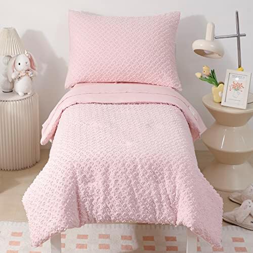 VIVILINEN Toddler Bedding Set for Girls 4-Piece