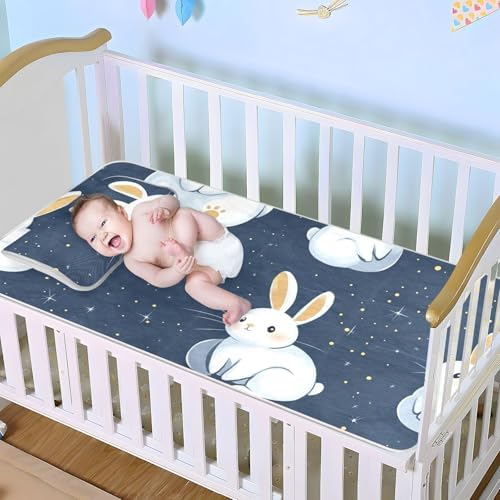 Navy Blue Cooling Baby Mattress Pad 28x52