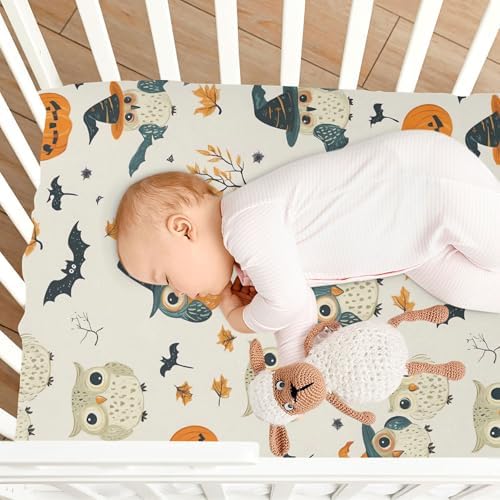 Qilmy Halloween Owls Fitted Crib Sheet for Baby