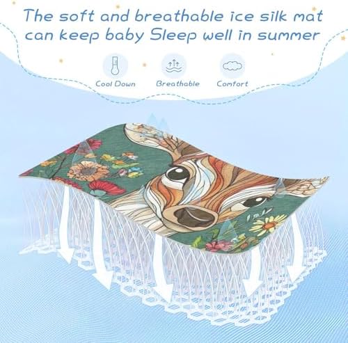 Cooling Cartoon Deer Baby Mattress Protector 28 x 52 Reusable
