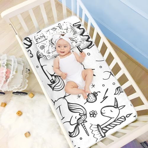 Cooling Baby Mattress Pad 28x52 Unicorns Design