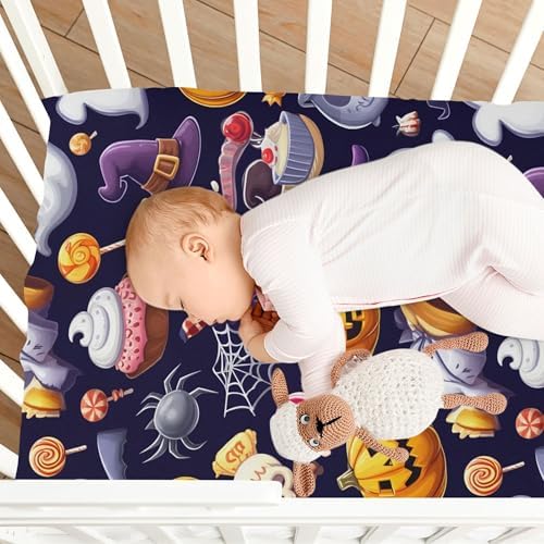 Qilmy Halloween Ghosts Fitted Crib Sheet for Babies