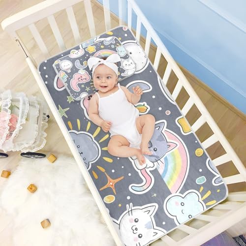 Cute Animal Cat Cooling Baby Mattress Pad Cover 28x52
