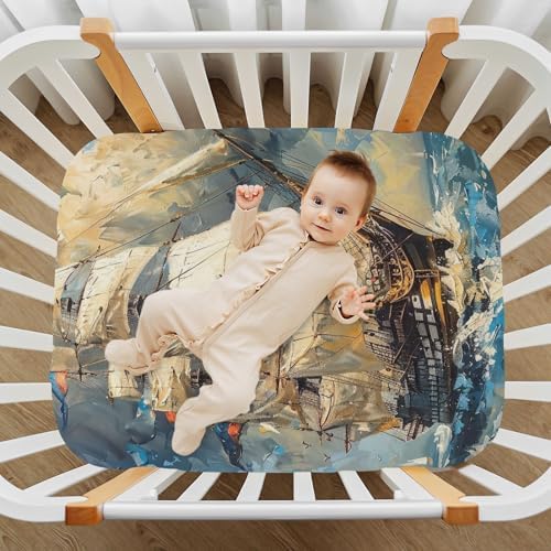 Wajiw Sailing Ship Crib Sheets for Girls and Boys