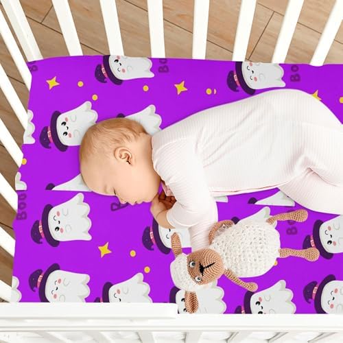 Qilmy Halloween Ghosts Fitted Crib Sheet for Kids Soft and Breathable