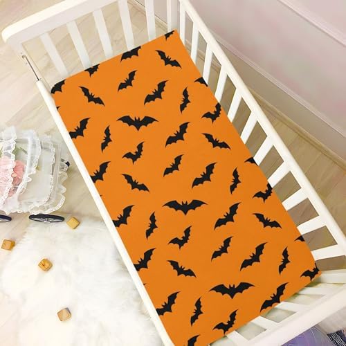 Qilmy Halloween Bats Fitted Crib Sheet Soft Breathable Baby Bedding