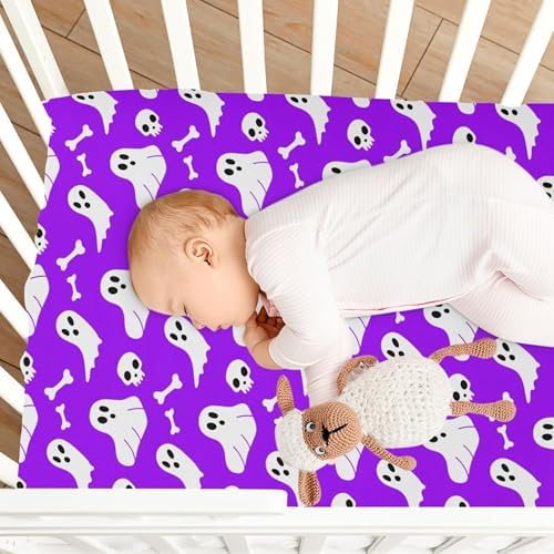 Qilmy Halloween Ghosts Crib Sheet Soft Breathable for Baby
