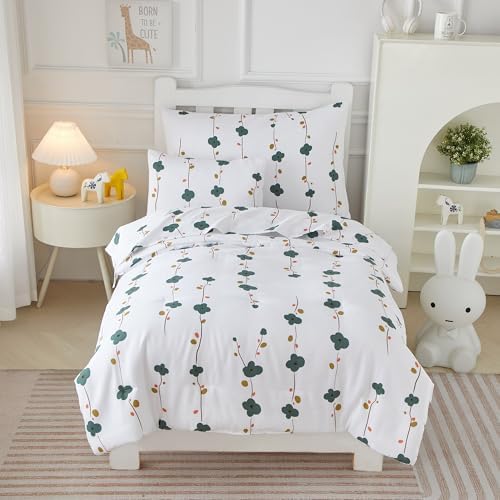 Mucalis Green Floral Toddler Bedding Set for Girls