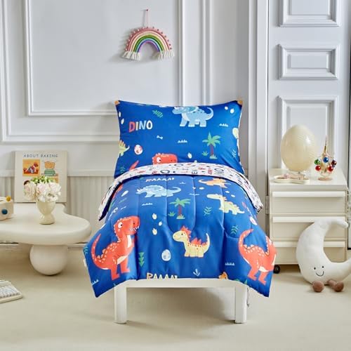 UOZZI Dinosaur Toddler Bedding Set Navy 4P