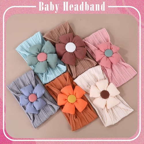 Chiduerm 6Pcs Soft Stretchy Flower Headbands for Baby Girls