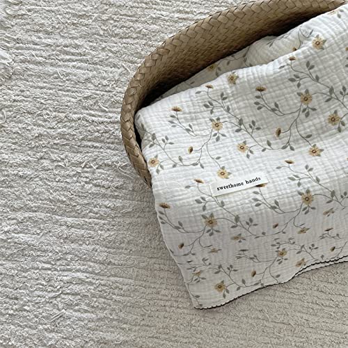 BuLuTu 4 Layers Muslin Kids Blanket with Sunflower Pattern