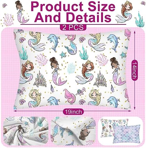 Ganeen Mermaid Toddler Pillowcase 2 Pcs 14x19