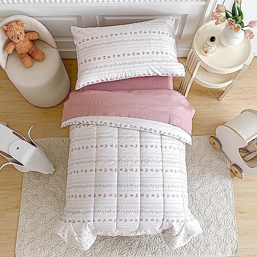 Joyreap 4 Piece Cotton Toddler Bedding Set for Girls