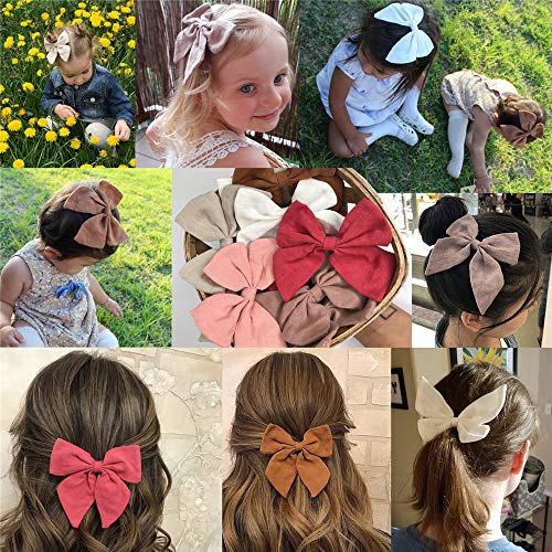 Baily Linen Bow Hair Clips for Girls and Women